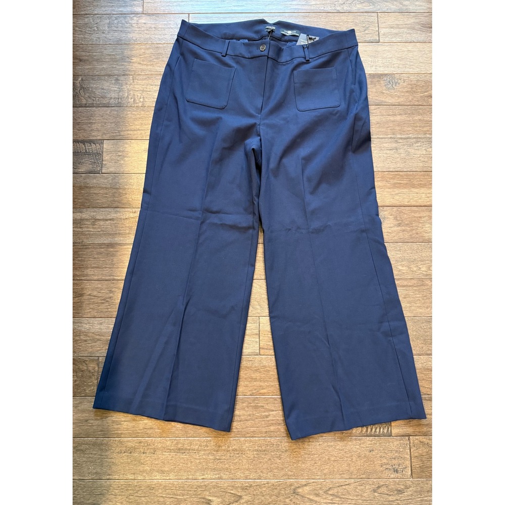 J.Crew Carolina Wide Leg Pants Womens 20‎ Navy Blue Carreman Bi-Stretch NWT